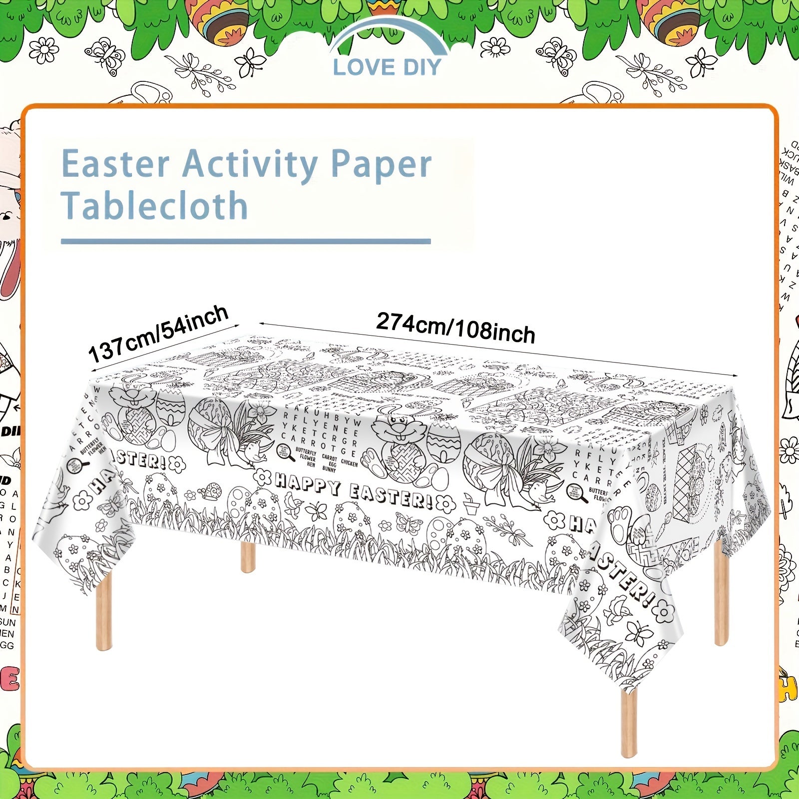 NNETM Classic Easter Coloring Table Cover 274x137cm
