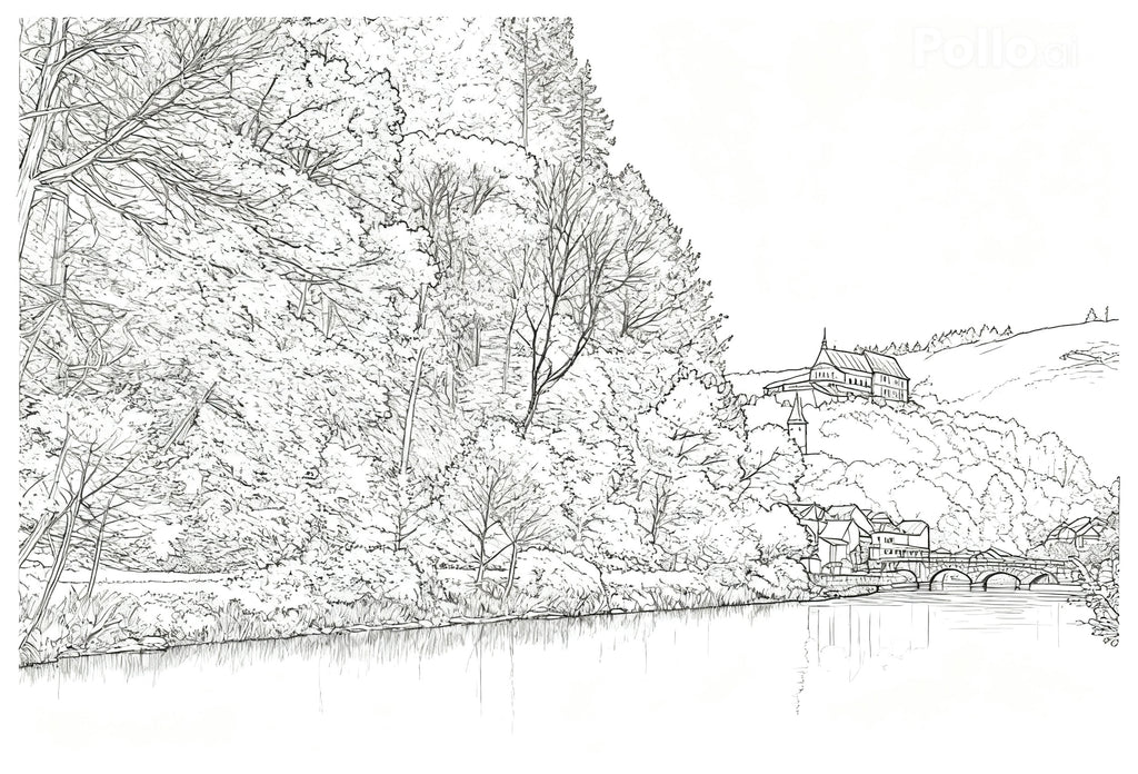 Vianden Our River — Colour-In Fine Art Postcard