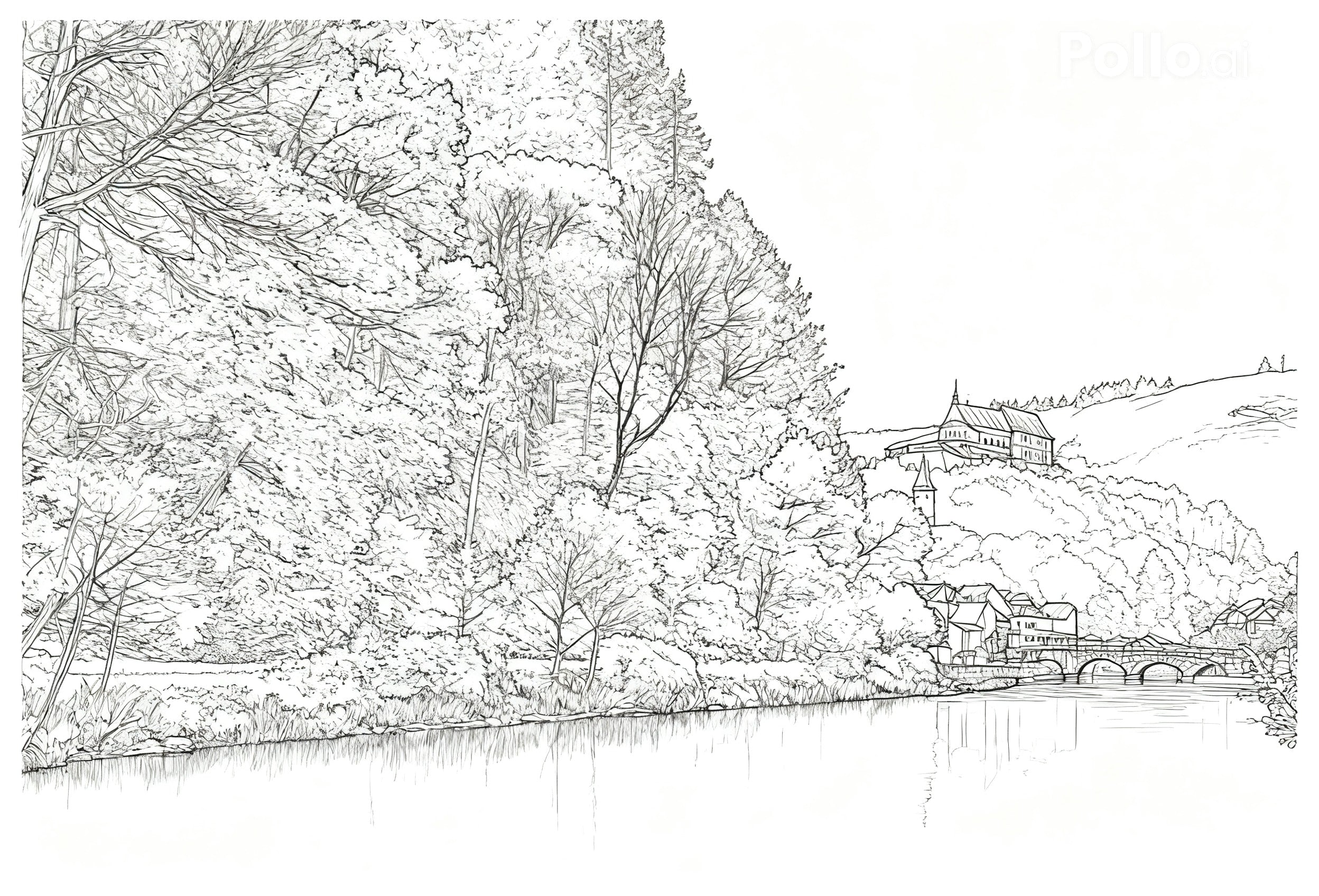 Vianden Our River — Colour-In Fine Art Postcard